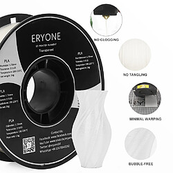 Acheter None Filament PLA ERYONE pour imprimante 3D 1,75 mm Tolérance 0,03 mm 1 kg (2,2 lbs)/bobine - Transparent