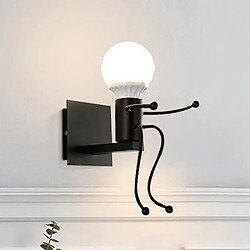 Avis Stoex Créatifs Applique Murale Simple Homme Poupée De Mode,Lampe de Mur Petit Gens Fer Métal pour Cuisine Restaurant Bar Chambre à Coucher Café ( E27 Noir )