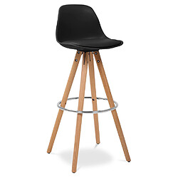 ICONIK INTERIOR Tabouret de bar avec coussin de style scandinave Muriel - Bois Noir