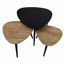 Mes Lot de 3 tables gigognes en acacia naturel et noir