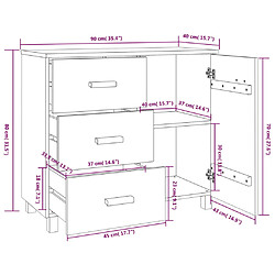 vidaXL Buffet HAMAR Gris clair 90x40x80 cm Bois massif de pin pas cher