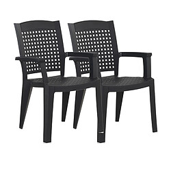 Pegane Lot de 2 chaises de jardin empilables en résine coloris Gris - Longueur 59 x Profondeur 60 x Hauteur 87 cm 