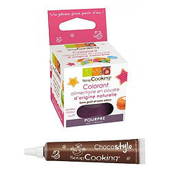 Scrapcooking Stylo chocolat + Colorant alimentaire naturel Pourpre