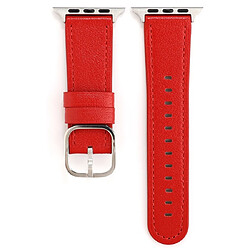 Wewoo Pour Apple Watch séries 5 et 4 44 mm / 3 et 2 et 1 42 mm boucle de style moderne Bracelet en cuir véritable rouge