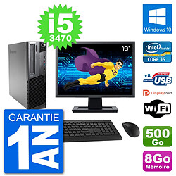 PC Lenovo M92p SFF Ecran 19" Intel i5-3470 RAM 8Go Disque 500Go Windows 10 Wifi · Occasion 