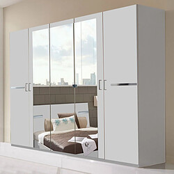 Pegane Armoire de rangement coloris blanc - Dim : 225 X 210 X 58 cm 