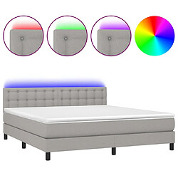 vidaXL Sommier à lattes de lit et matelas et LED Gris clair 180x200 cm