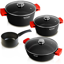 Batterie de cuisine à induction 4 pièces en aluminium anti-adhésif sans PFOA, , Noir, Wecook, Ecostone 