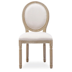 NC Lot de 6 chaises médaillon Louis XVI tissu Beige