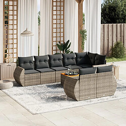 Maison Chic Ensemble Tables et chaises d'extérieur 9 pcs avec coussins,Salon de jardin gris résine tressée -GKD635657