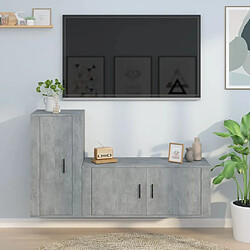 Maison Chic Ensemble de meubles TV 2 pcs pour salon - gris béton bois d'ingénierie -MN41051