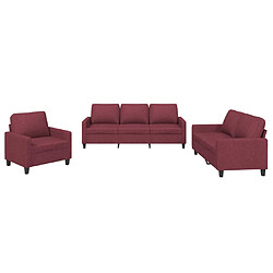 vidaXL Ensemble de canapés 3 pcs avec coussins Rouge bordeaux Tissu