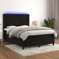 vidaXL Sommier à lattes de lit et matelas LED Noir 140x200 cm Velours 