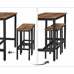 Acheter VASAGLE ALINRU Lot Table et Chaises de Bar, Table Haute avec 2 Tabourets de Style Industriel, pour Cuisine, Salle à Manger, Salon, Noir et Marron Rustique LBT15X