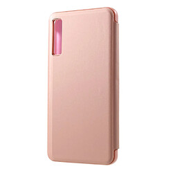 Etui en PU surface de miroir de fenêtre de vue or rose pour votre Samsung Galaxy A7 (2018)