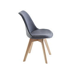 Vente-Unique Lot de 6 chaises en velours et hêtre - Gris - JODY pas cher