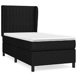 vidaXL Sommier à lattes de lit avec matelas Noir 100x200 cm Tissu