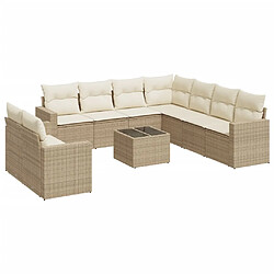 Maison Chic Salon de jardin avec coussins 10 pcs | Ensemble de Table et chaises | Mobilier d'Extérieur beige résine tressée -GKD58052