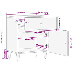 vidaXL Table de chevet 50x33x60 cm bois de manguier massif pas cher