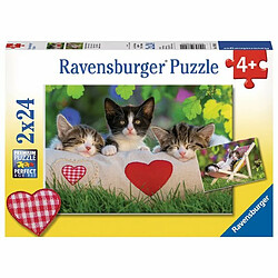 Ludendo 2 puzzles de 24 pièces Chatons au repos 