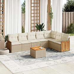 Maison Chic Salon de jardin avec coussins 8 pcs | Ensemble de Table et chaises | Mobilier d'Extérieur beige résine tressée -GKD25005