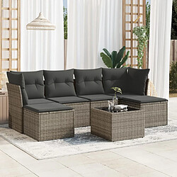 vidaXL Salon de jardin avec coussins 7 pcs gris résine tressée