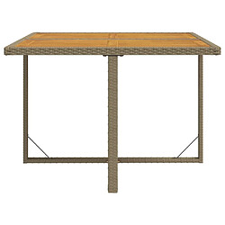 Acheter vidaXL Table de jardin Beige 109x107x74 cm Résine tressée bois massif