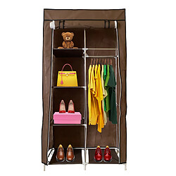 Dressing en tissu avec portes à fermeture éclair et poches latérales Nyana Home Dimensions 165x88x45 cm Marron 