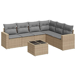 vidaXL Salon de jardin avec coussins 7 pcs beige résine tressée