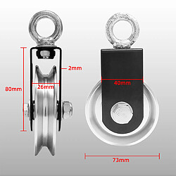 2x Poulie Simple en Aliage d'aluminium - Roulement à Poulie - Roulements à Crochet Pivotant pour Musculation - Charge de 300Kg pas cher