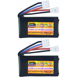 Lot de 2 Batteries LiPo 7.4V 600mAh 35C 2S avec Prise Molex - Compatible avec FMS FCX24 RC Car Truck et Véhicules d’escalade électriques 