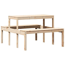 vidaXL Table de pique-nique 110x134x75 cm bois massif de pin