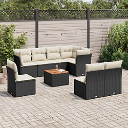 Maison Chic Ensemble Tables et chaises d'extérieur 9 pcs avec coussins,Salon de jardin noir résine tressée -GKD878889