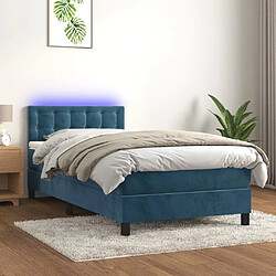 Sommier à lattes et LED,Cadre à lattes de lit avec matelas pour Adulte Bleu foncé 90x200cm -MN26833