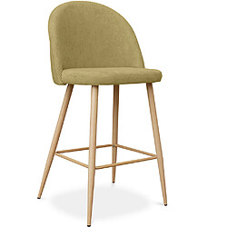 ICONIK INTERIOR Tabouret tapissé en tissu - design scandinave - 63cm - Evelyne Jaune Clair