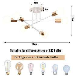 Stoex Plafonnier Moderne Luminaire Plafonnier Intérieur Lampe de Plafond Rétro Vintage Blanc, 6 Lumières Pour Cuisine Couloir Chambre Salon pas cher