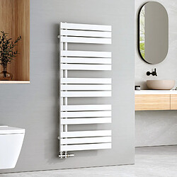 EMKE Radiateur Panneau, Sèche-serviette eau Chaude, Porte-Serviettes Pour Le Chauffage de la Salle de Bain, Chauffe Serviettes à Température Constante, 130x60cm, 798W, Blanc