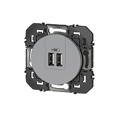 Legrand Double chargeur USB Type A 3A 12W à composer Dooxie - Aluminium