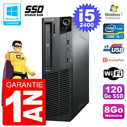 PC Lenovo ThinkCentre M82 SFF i5-2400 RAM 8Go SSD 120Go Graveur DVD Wifi W7 · Occasion 