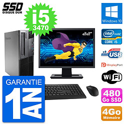 PC Lenovo M82 SFF Ecran 22" Intel Core i5-3470 RAM 4Go SSD 480Go Windows 10 Wifi · Occasion 