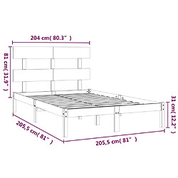 vidaXL Cadre de lit sans matelas blanc 200x200 cm bois massif pas cher