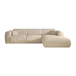 Vente-Unique Grand canapé d'angle droit en tissu texturé beige POGNI de Maison Céphy