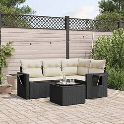 vidaXL Salon de jardin 5 pcs avec coussins noir résine tressée