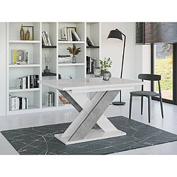 Bestmobilier Tosca - table à manger extensible - blanc et effet béton - 4 à 6 personnes pas cher