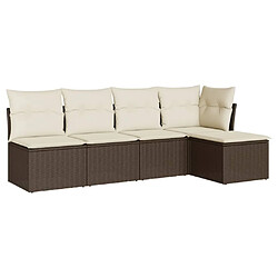 vidaXL Salon de jardin avec coussins 5 pcs marron résine tressée