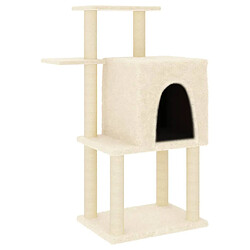 Arbre à chat avec griffoirs,niche pour chat en sisal crème 97 cm -MN20775