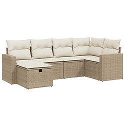 vidaXL Salon de jardin avec coussins 6 pcs beige résine tressée