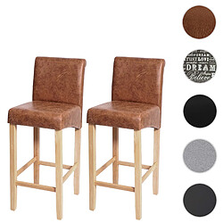 Mendler Lot de 2 tabourets de bar HWC-C33 ~ similicuir, aspect daim marron, pieds clairs