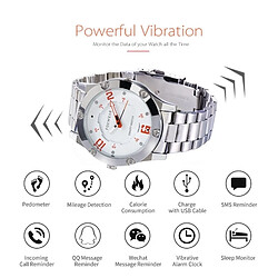 Acheter Wewoo Montre connectée argent bande en métal Bluetooth V4.0 Sport intelligente, soutien sommeil moniteur / podomètre / rappel d'appel / anti-perdus