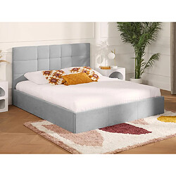 Lit coffre 140 x 190 cm - Tissu - Gris + Matelas - ELIAVA de Pascal Morabito